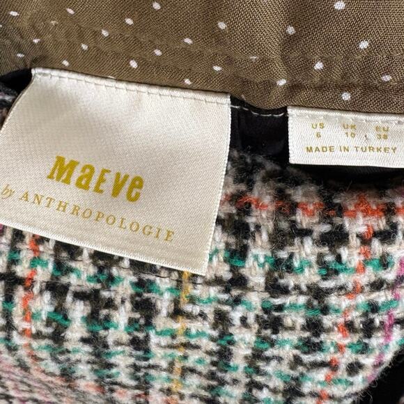 Maeve Anthropologie Preppy Academia Schoolgirl Tweed Plaid Print Mini Skirt 6 - Picture 6 of 7